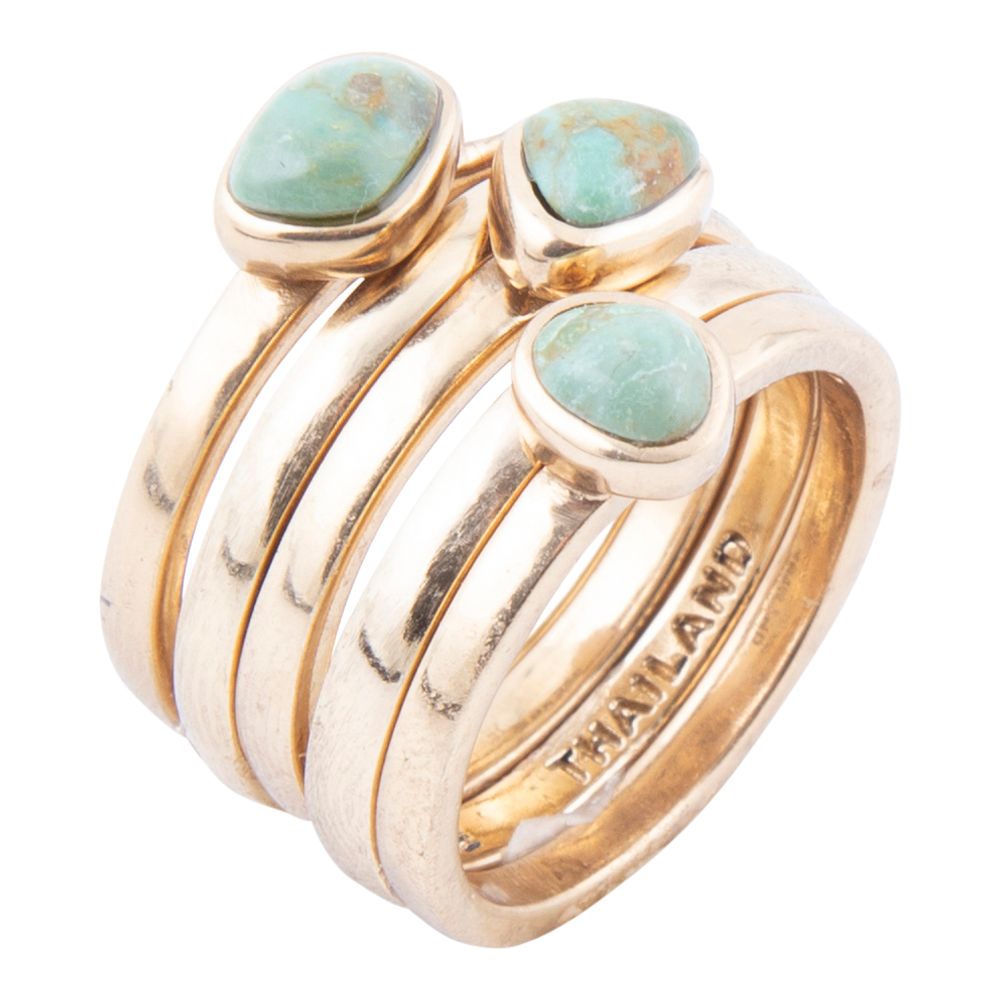 Blue Turquoise Golden Stacking Ring Set | Rings | Wiccan Center