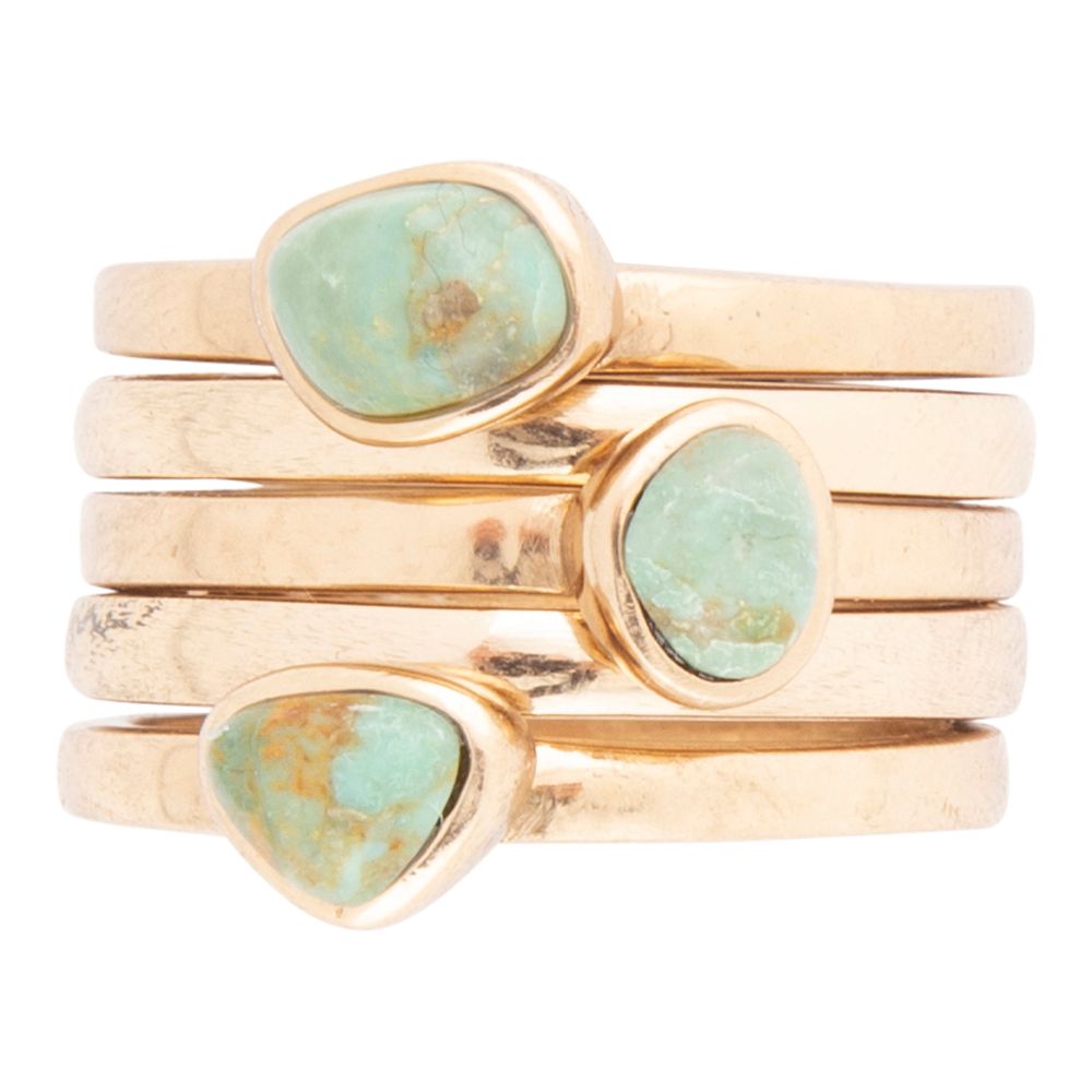 Blue Turquoise Golden Stacking Ring Set | Rings | Wiccan Center