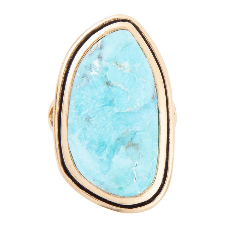 Blue Turquoise Golden Statement Ring | Rings | Wiccan Center