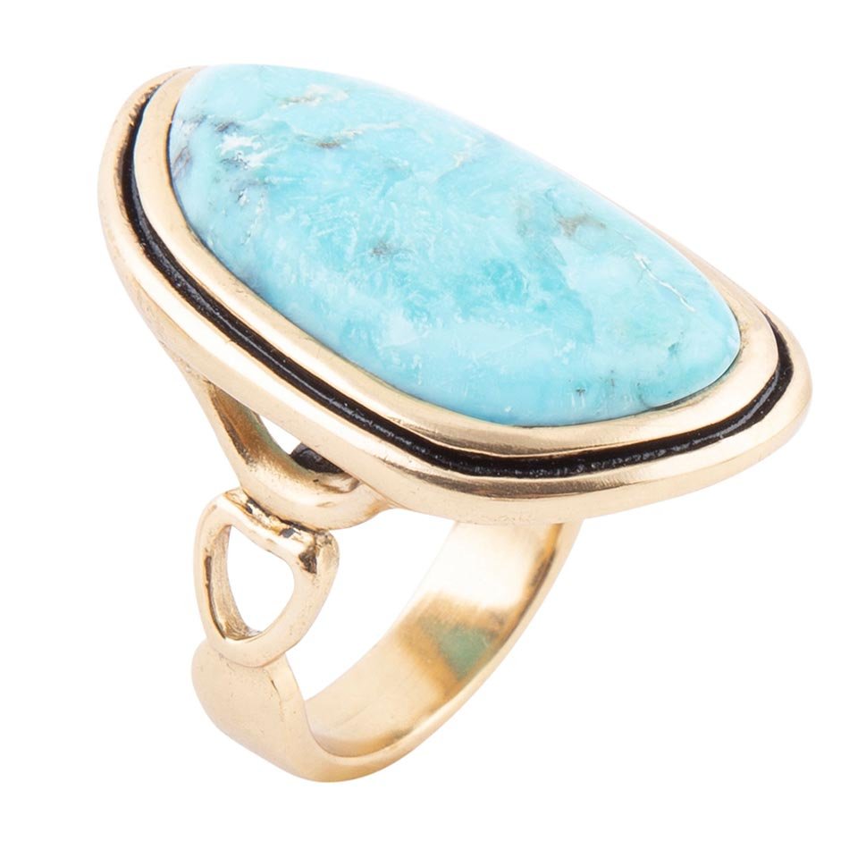 Blue Turquoise Golden Statement Ring | Rings | Wiccan Center