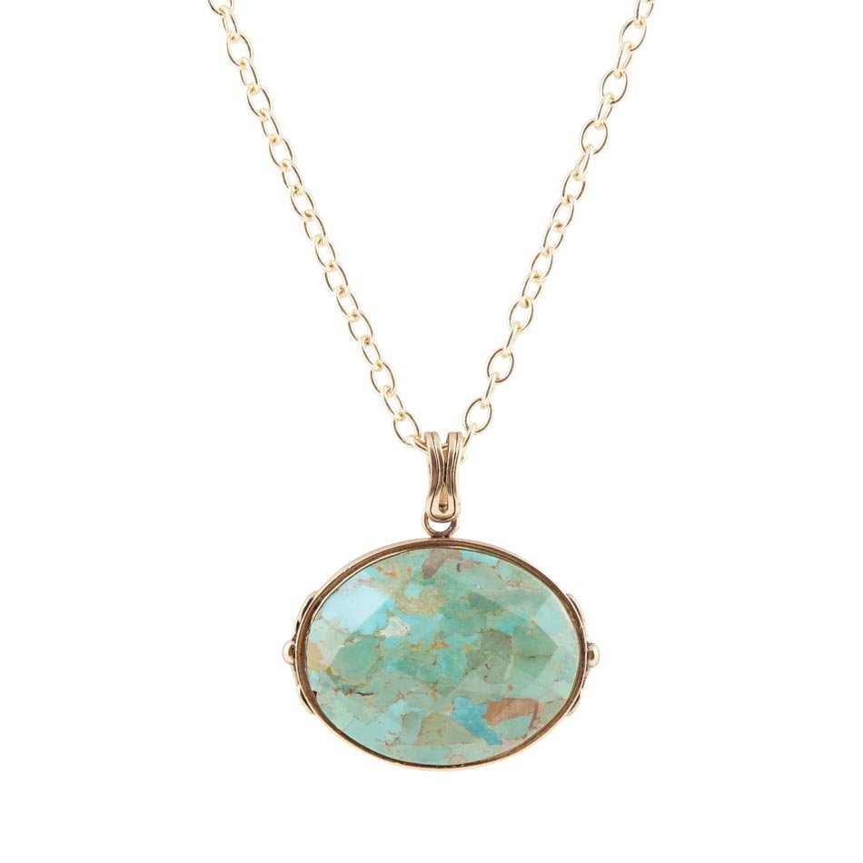 Blue Turquoise Long Golden Chain Necklace | Necklaces | Wiccan Center