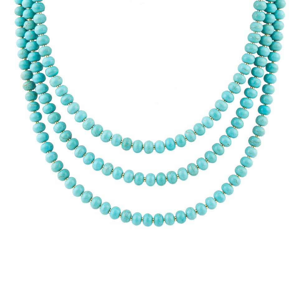Blue Turquoise Magnesite Golden Necklace | Necklaces | Wiccan Center