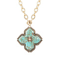Blue Turquoise Maltese Cross Golden Pendant Necklace | Necklaces | Wiccan Center