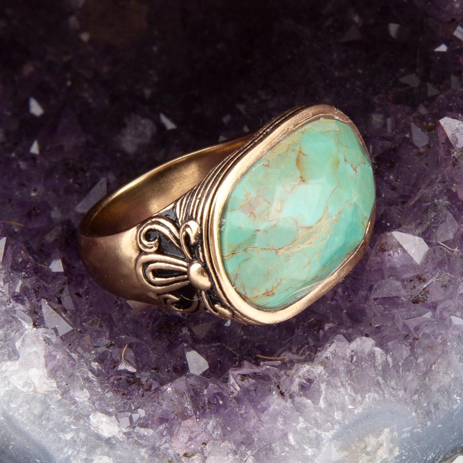 Blue Turquoise Oval Statement Ring | Rings | Wiccan Center