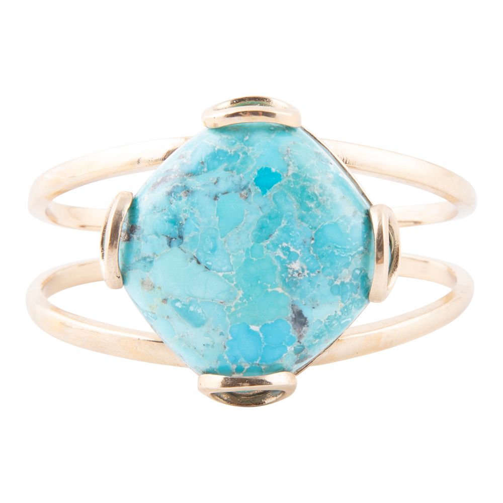 Blue Turquoise Rhombus Statement Cuff Bracelet | Bracelets | Wiccan Center