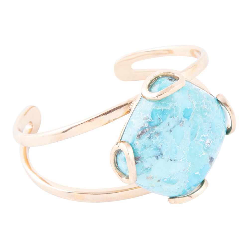 Blue Turquoise Rhombus Statement Cuff Bracelet | Bracelets | Wiccan Center