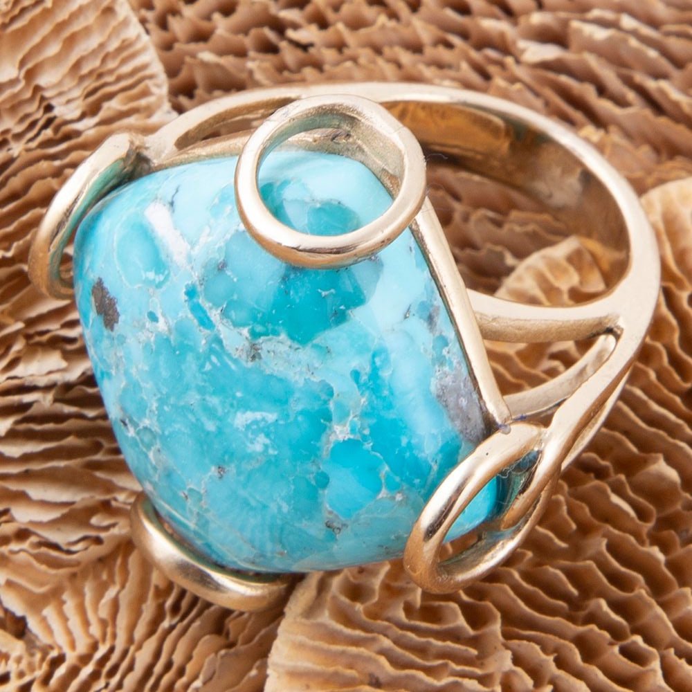 Blue Turquoise Rhombus Statement Ring | rings | Wiccan Center