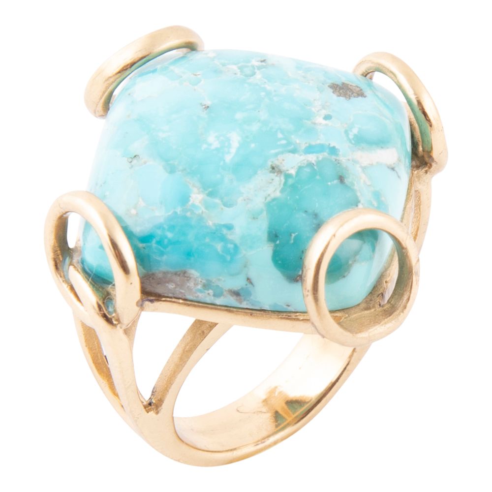 Blue Turquoise Rhombus Statement Ring | rings | Wiccan Center