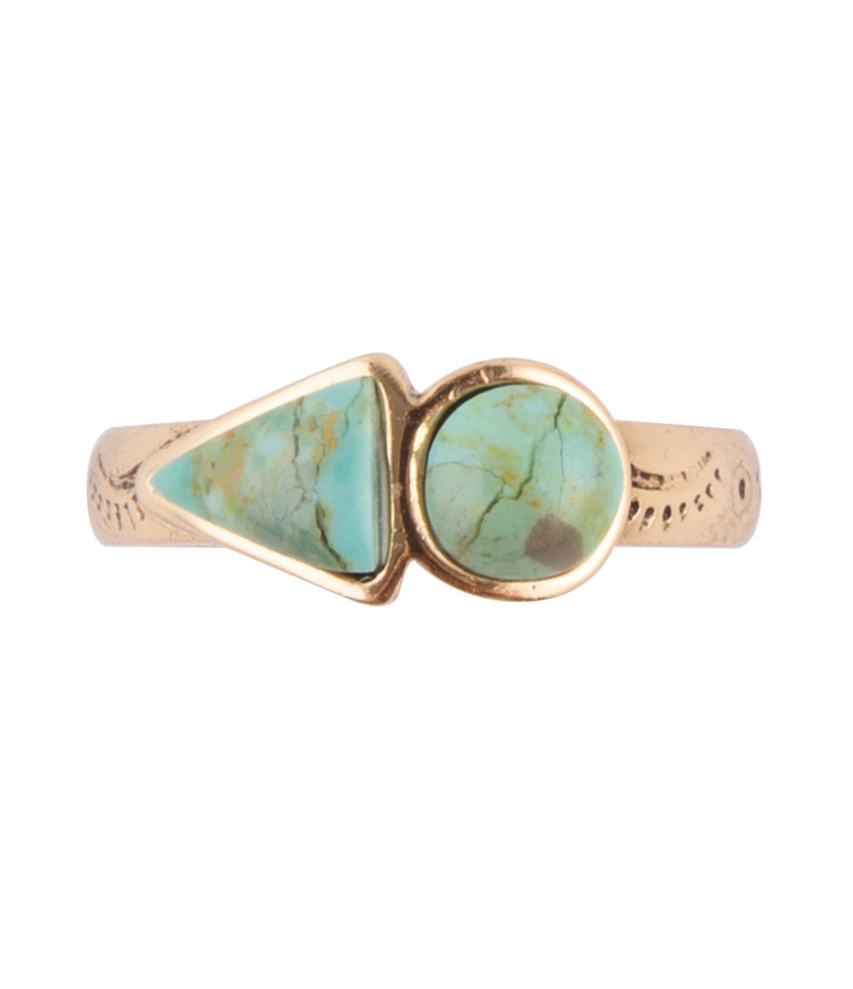 Blue Turquoise Shape Golden Bronze Ring | Rings | Wiccan Center
