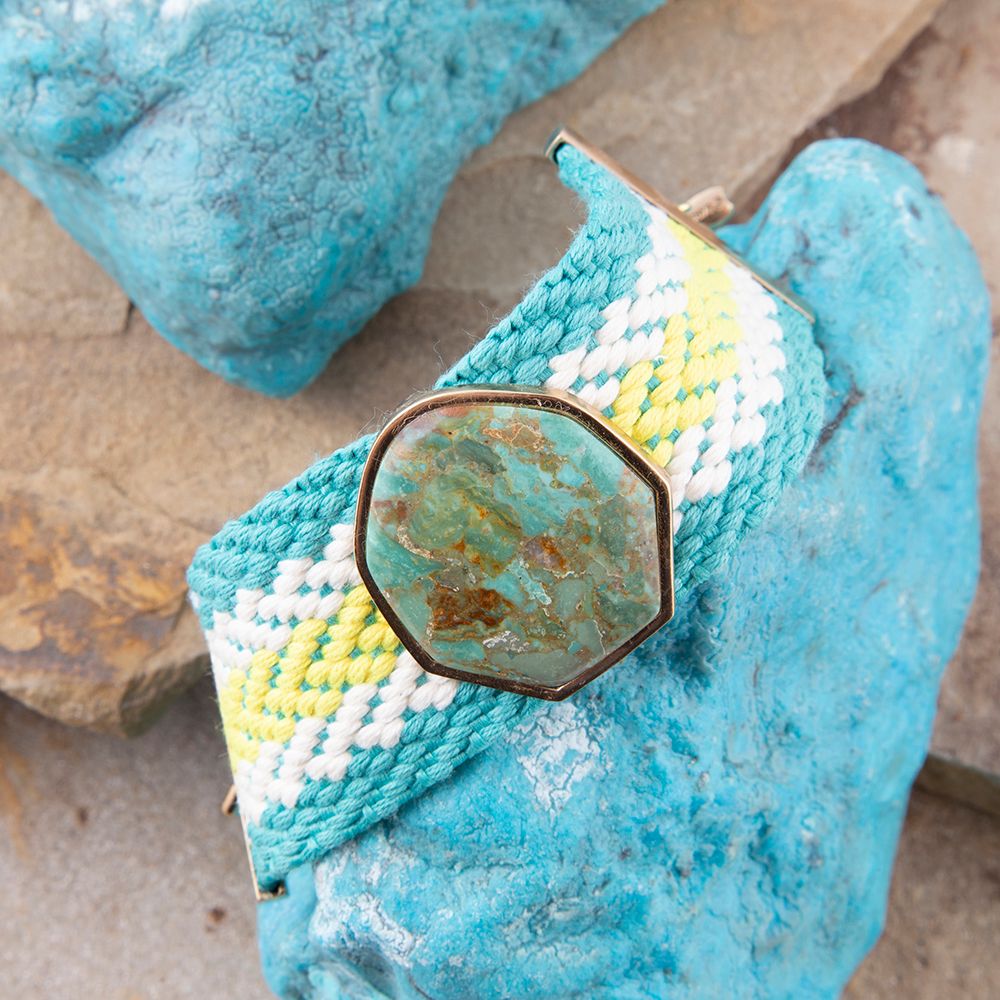 Blue Turquoise Textile Blues Woven Bracelet | Bracelets | Wiccan Center