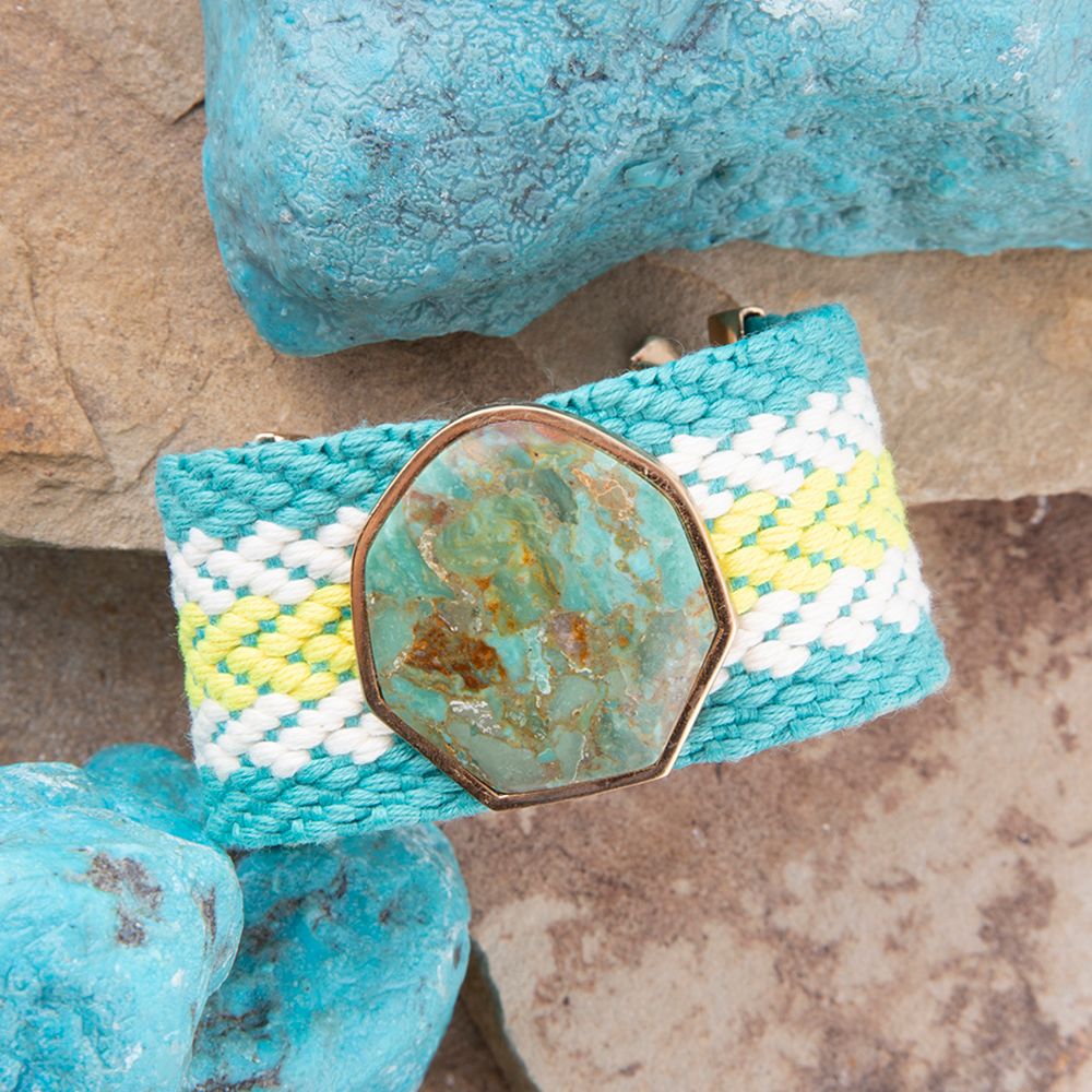 Blue Turquoise Textile Blues Woven Bracelet | Bracelets | Wiccan Center