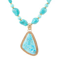 Blue Turquoise Triangle Golden Pendant Necklace | Necklaces | Wiccan Center