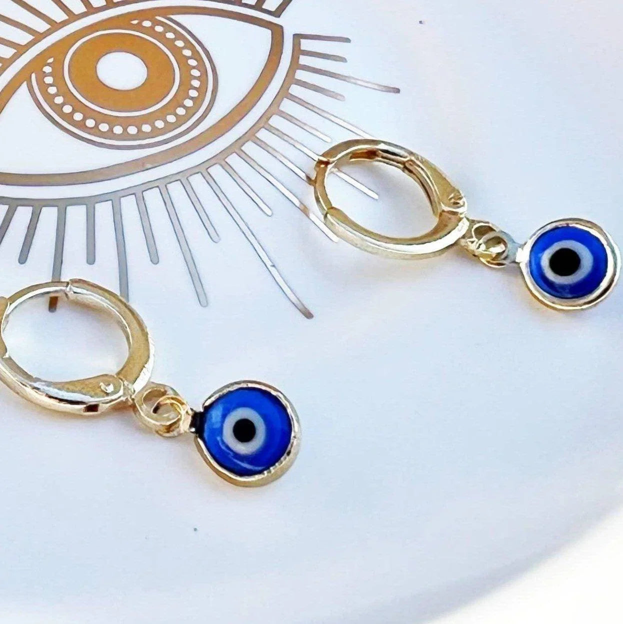 Glass Evil Eye Huggie Earrings