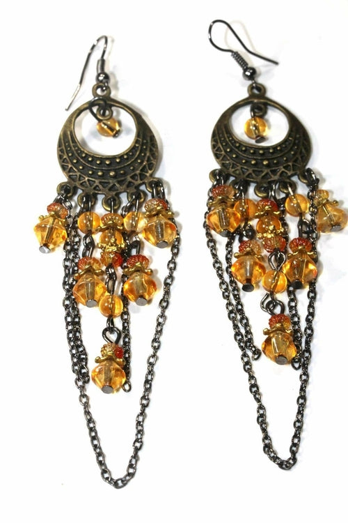 Boho Chandelier Earrings Long Dangle Beaded Tassel Style | Earrings | Wiccan Center