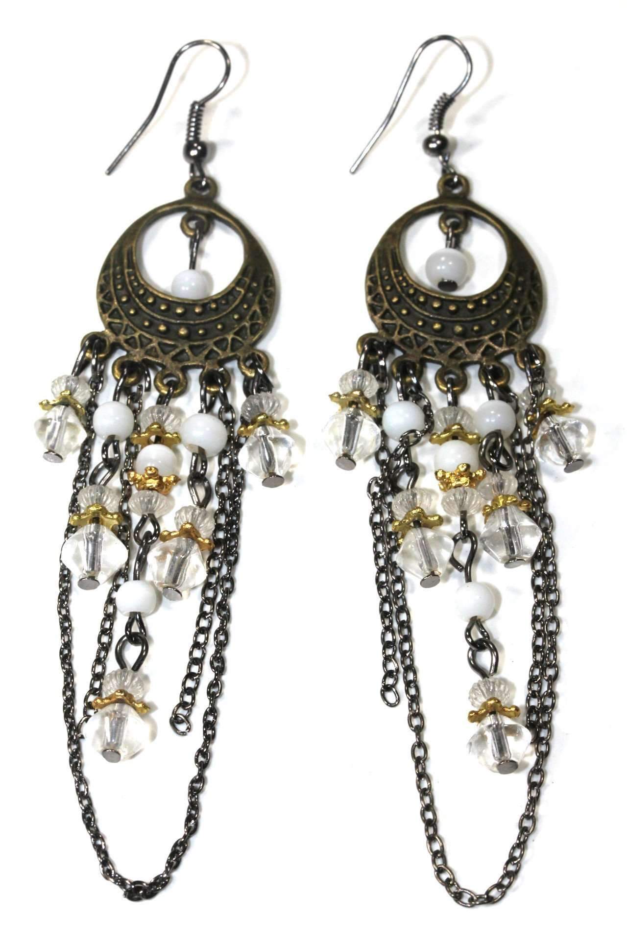 Boho Chandelier Earrings Long Dangle Beaded Tassel Style | Earrings | Wiccan Center