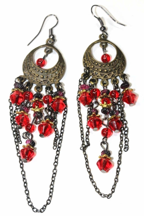 Boho Chandelier Earrings Long Dangle Beaded Tassel Style | Earrings | Wiccan Center
