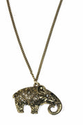 Boho Elephant Pendant Necklace Gold Plated Festival Charm