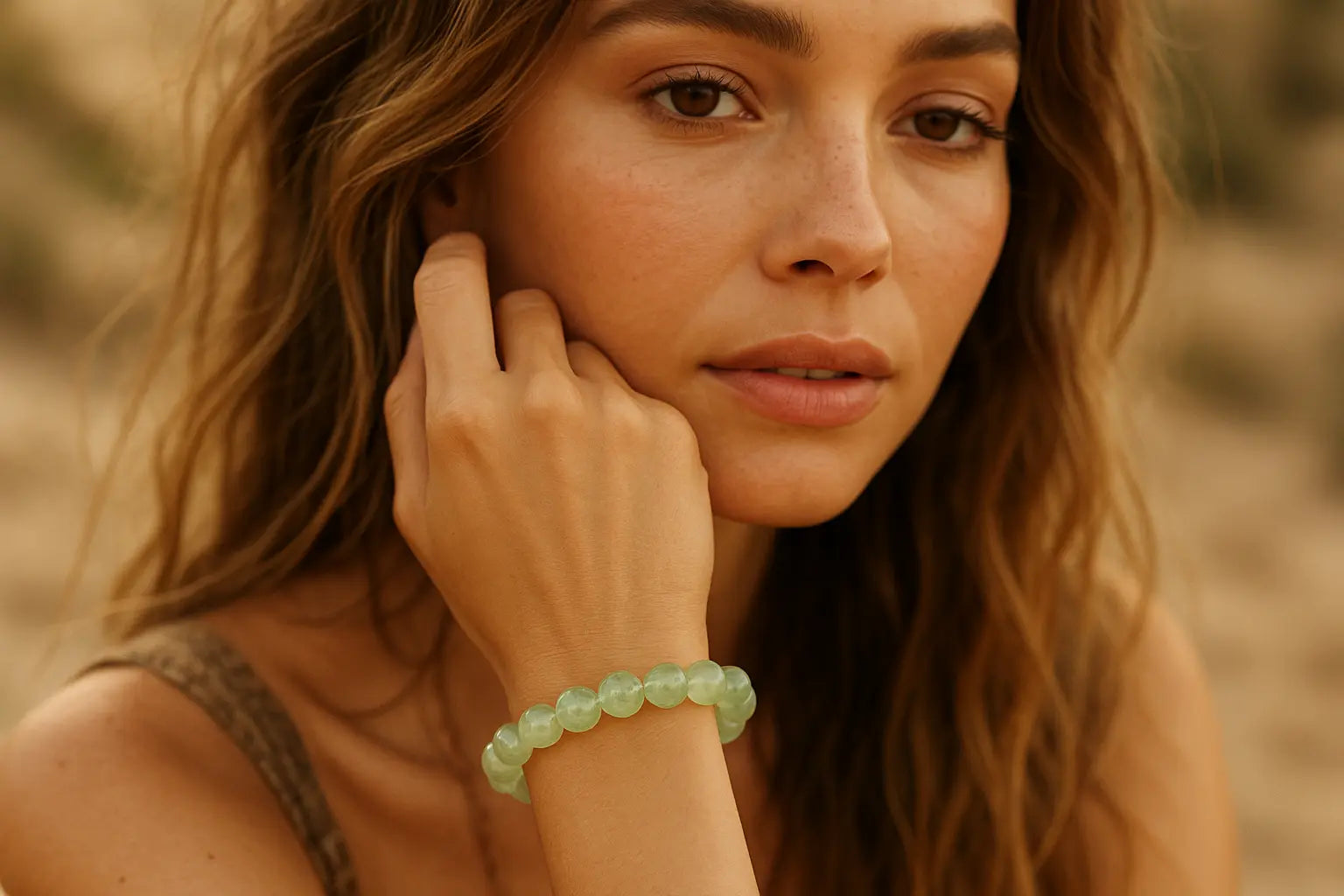 Prehnite Round Bead Bracelet - Unconditional Love | Bracelets | Wiccan Center