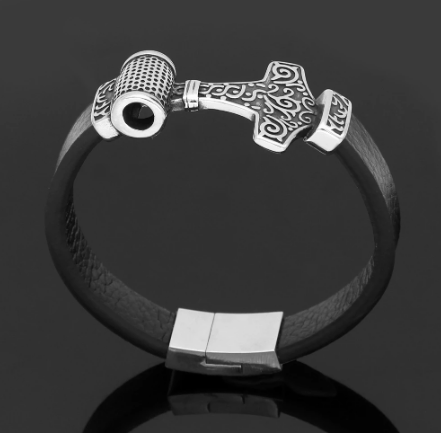 Vikings Mjolnir Leather Bracelet | Bracelets | Wiccan Center