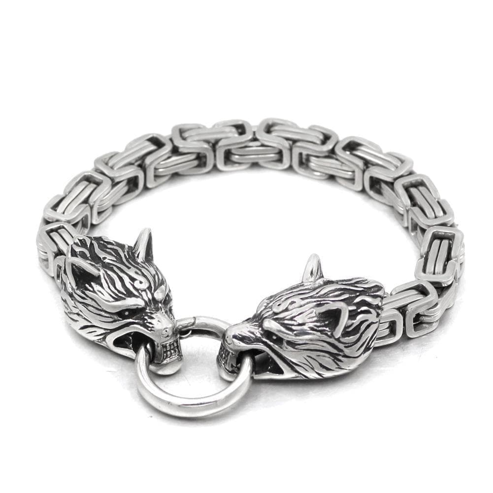 Vikings Wolf Head King's Chain Stainless Steel Bracelet | Bracelets | Wiccan Center