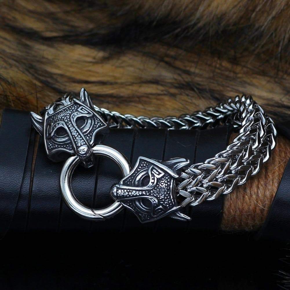 Vikings Wolf Charm Stainless Steel Bracelet | Bracelets | Wiccan Center
