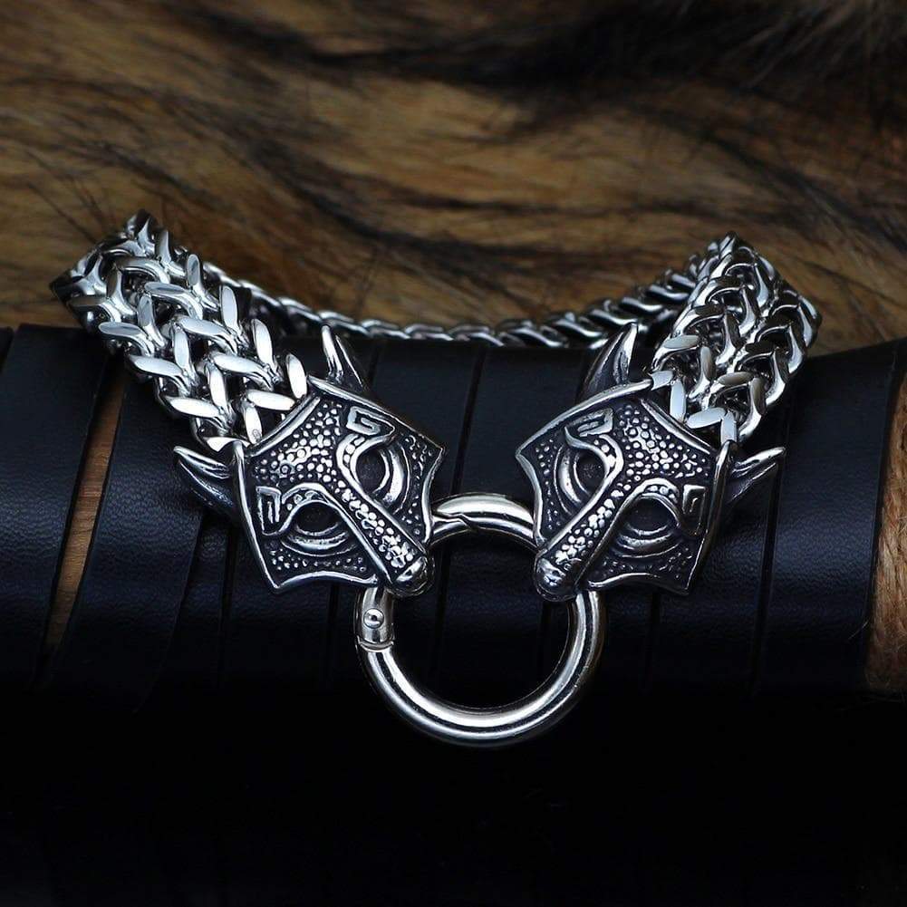 Vikings Wolf Charm Stainless Steel Bracelet | Bracelets | Wiccan Center