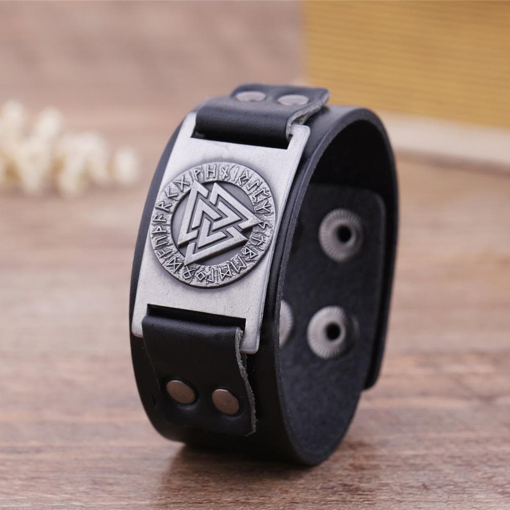 Vikings Valknut Leather Arm Cuff | Bracelets | Wiccan Center