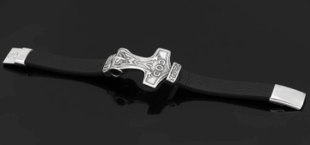 Vikings Mjolnir Leather Bracelet | Bracelets | Wiccan Center