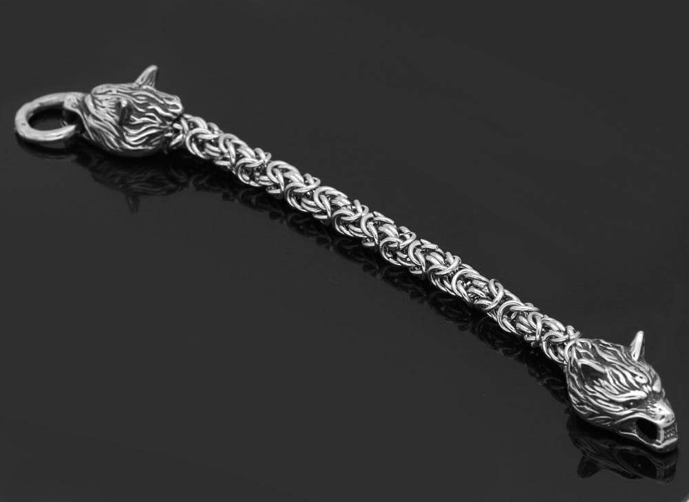 Vikings Wolf Head King's Chain Stainless Steel Bracelet | Bracelets | Wiccan Center