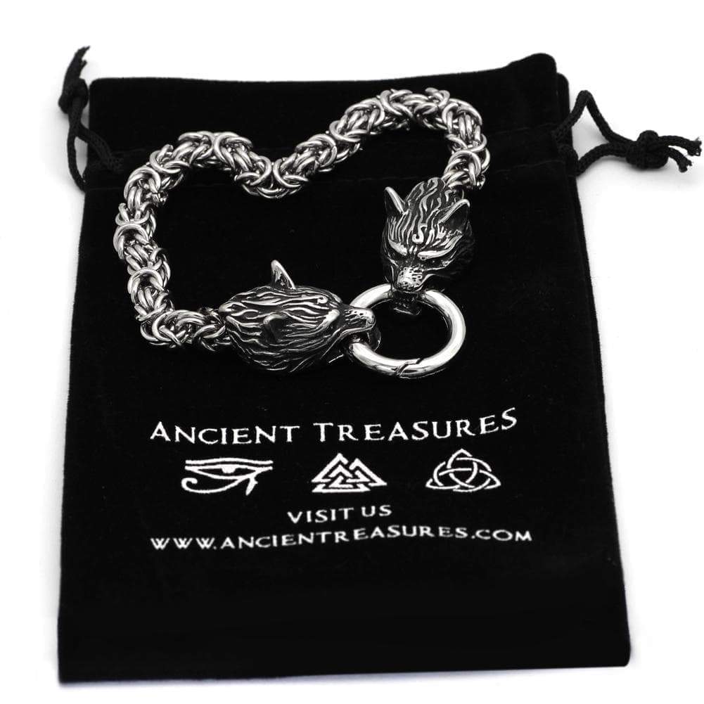 Vikings Wolf Head King's Chain Stainless Steel Bracelet | Bracelets | Wiccan Center