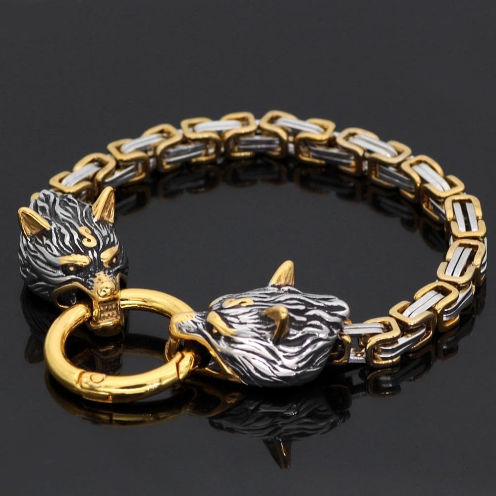 Vikings Wolf Head Stainless Steel Bracelet | Bracelets | Wiccan Center