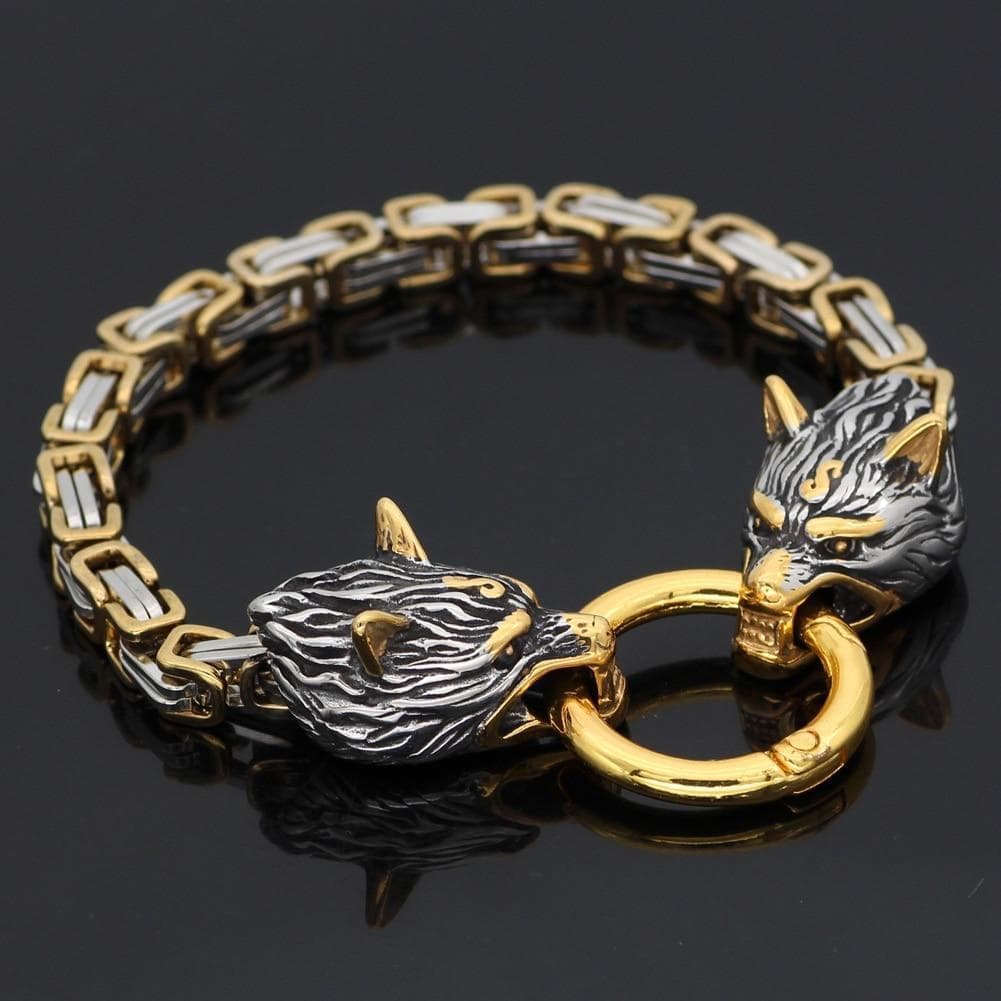 Vikings Wolf Head Stainless Steel Bracelet | Bracelets | Wiccan Center