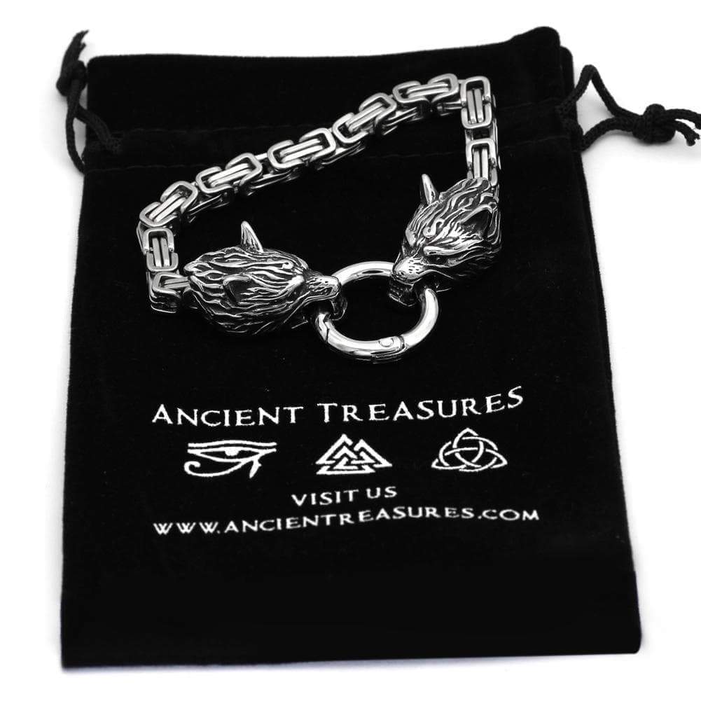 Vikings Wolf Head King's Chain Stainless Steel Bracelet | Bracelets | Wiccan Center
