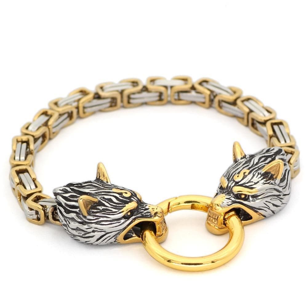 Vikings Wolf Head Stainless Steel Bracelet | Bracelets | Wiccan Center