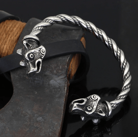 Viking Fenrir Head Stainless Steel Bracelet | Bracelets | Wiccan Center