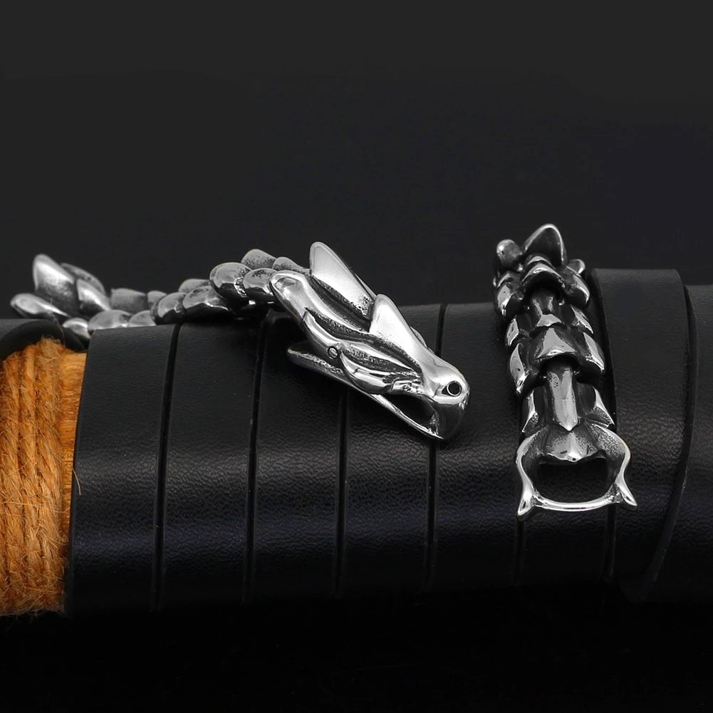 Vikings Dragon Head Stainless Steel Bracelet | Bracelets | Wiccan Center
