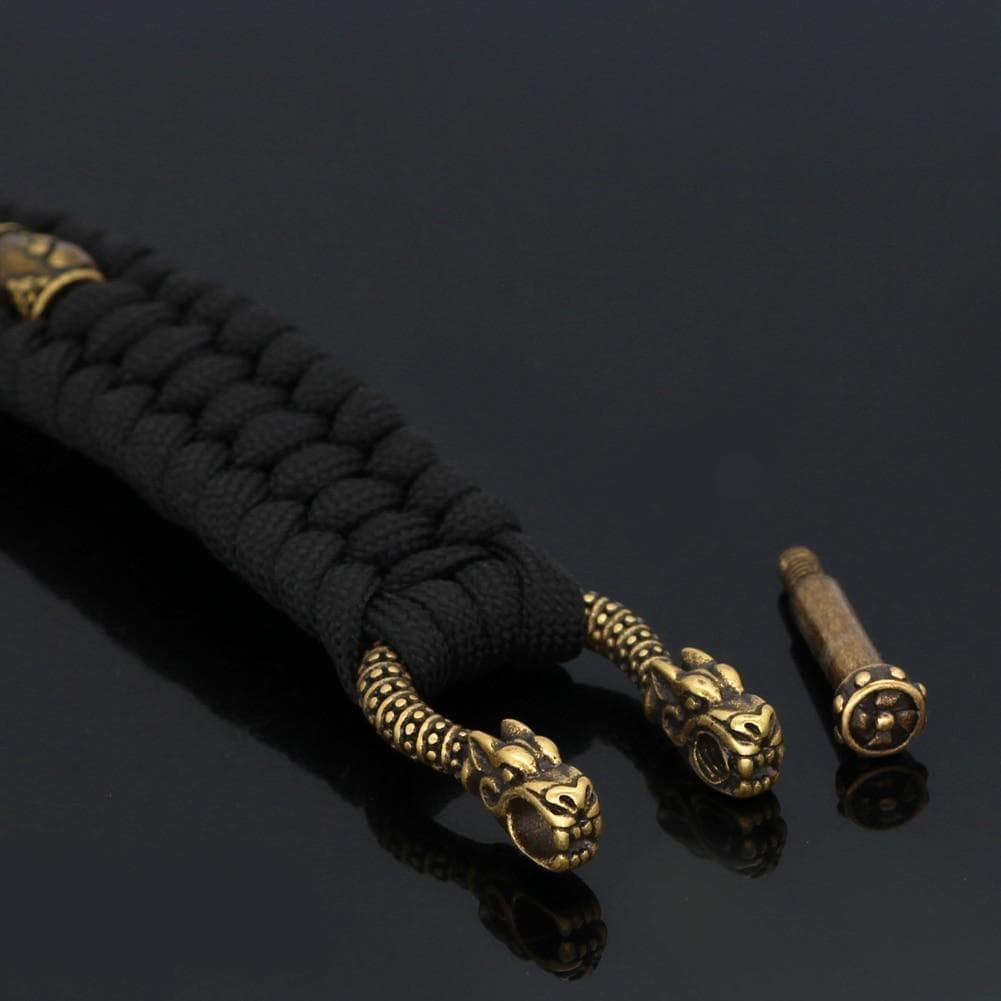 Vikings Mjolnir Stainless Steel Black Paracord Bracelet | Bracelets | Wiccan Center