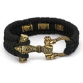 Vikings Mjolnir Stainless Steel Black Paracord Bracelet | Bracelets | Wiccan Center