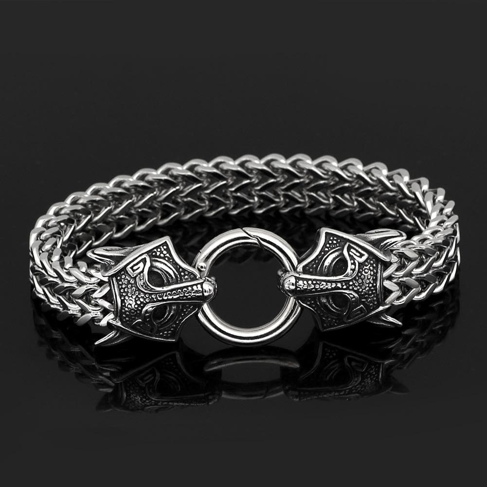 Vikings Wolf Charm Stainless Steel Bracelet | Bracelets | Wiccan Center