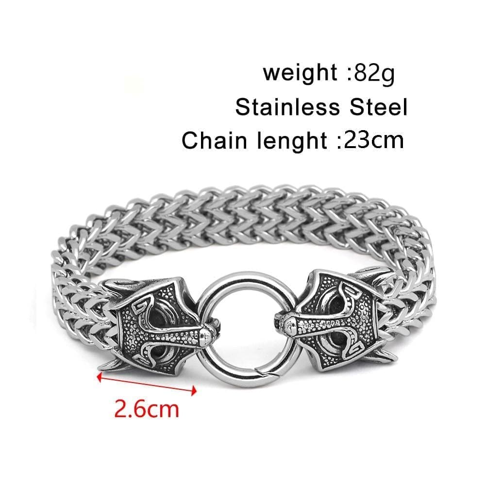 Vikings Wolf Charm Stainless Steel Bracelet | Bracelets | Wiccan Center