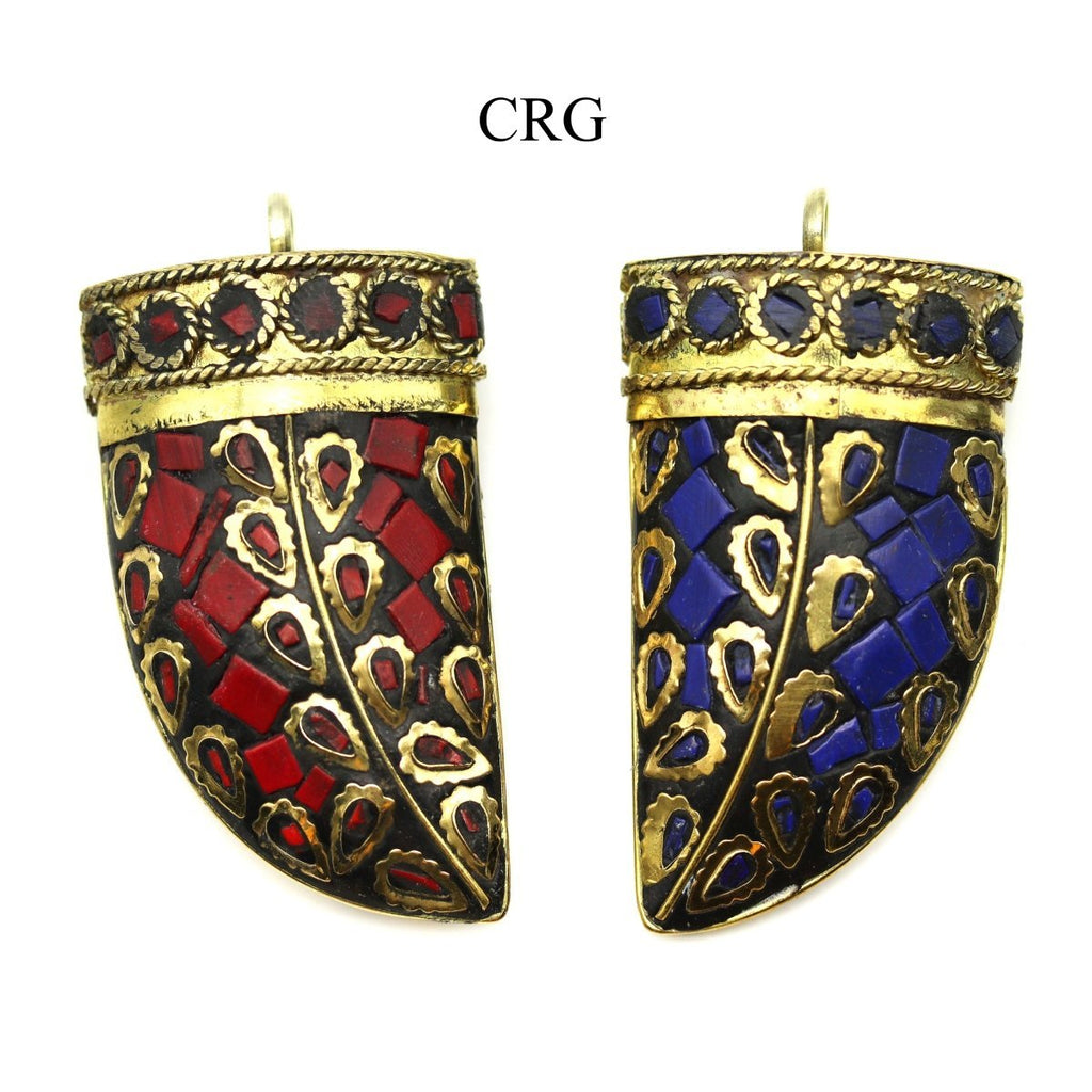 Brass Horn Pendant (2 Pieces) Size 2 Inches (Random Colors)