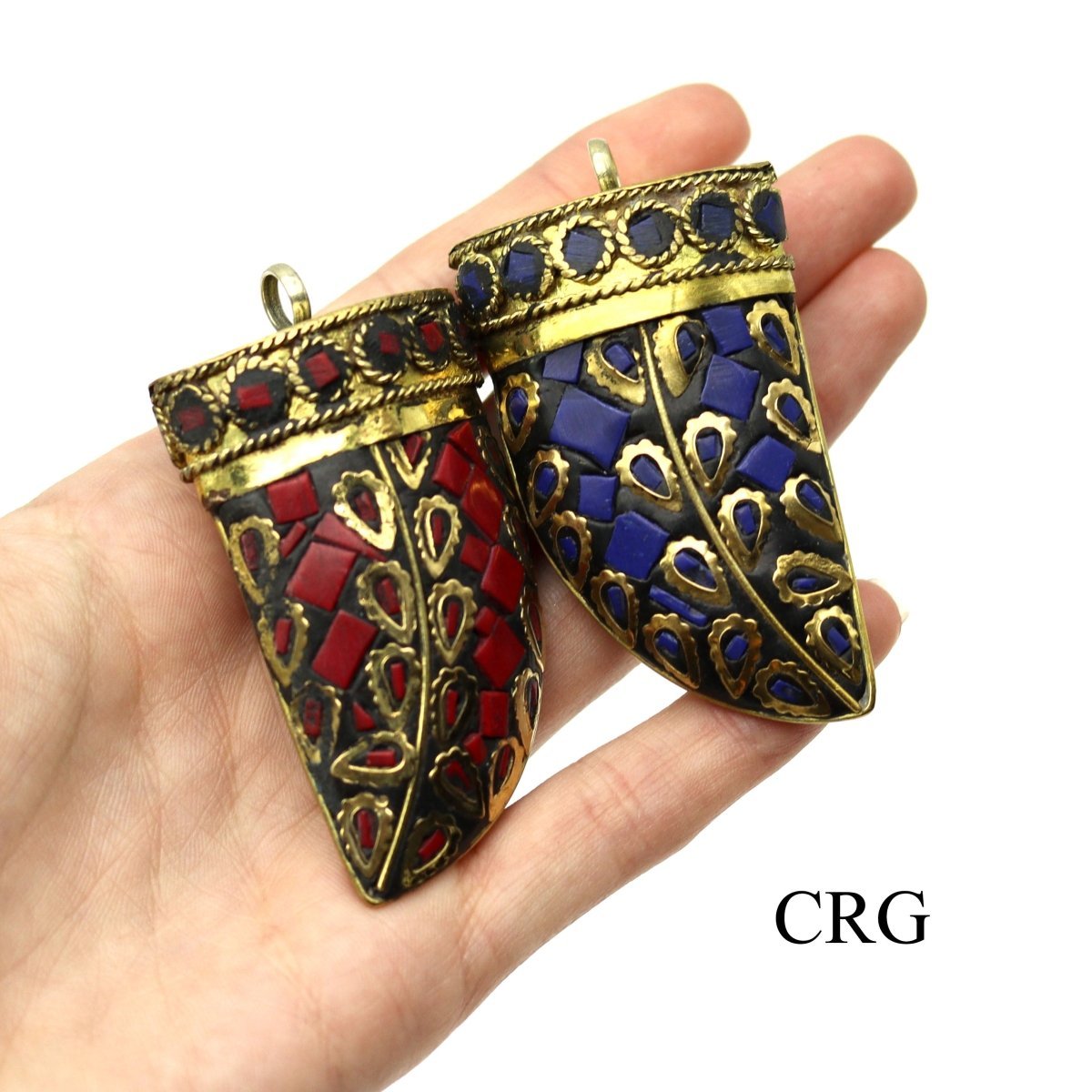 Brass Horn Pendant (2 Pieces) Size 2 Inches (Random Colors)