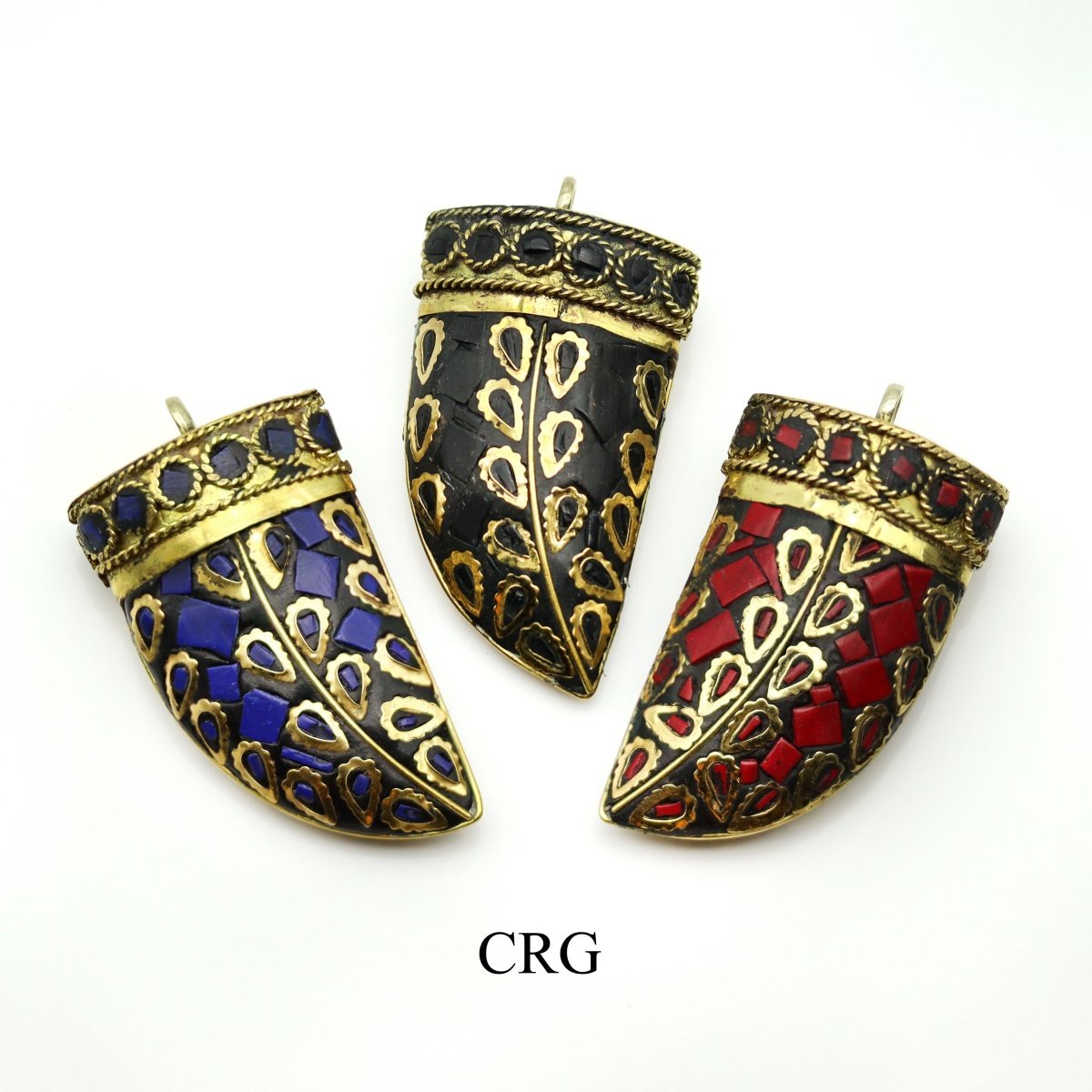 Brass Horn Pendant (2 Pieces) Size 2 Inches (Random Colors)