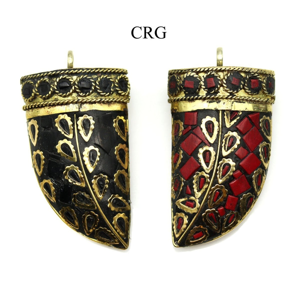 Brass Horn Pendant (2 Pieces) Size 2 Inches (Random Colors)
