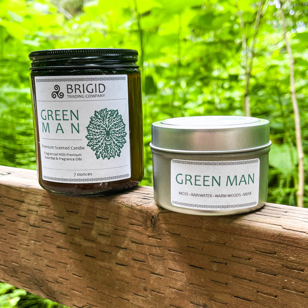 Green Man Soy Wax Candle - Moss, Rainwater, Old Growth Forests, and White Musk | Premium Scented Candle | Wiccan Center