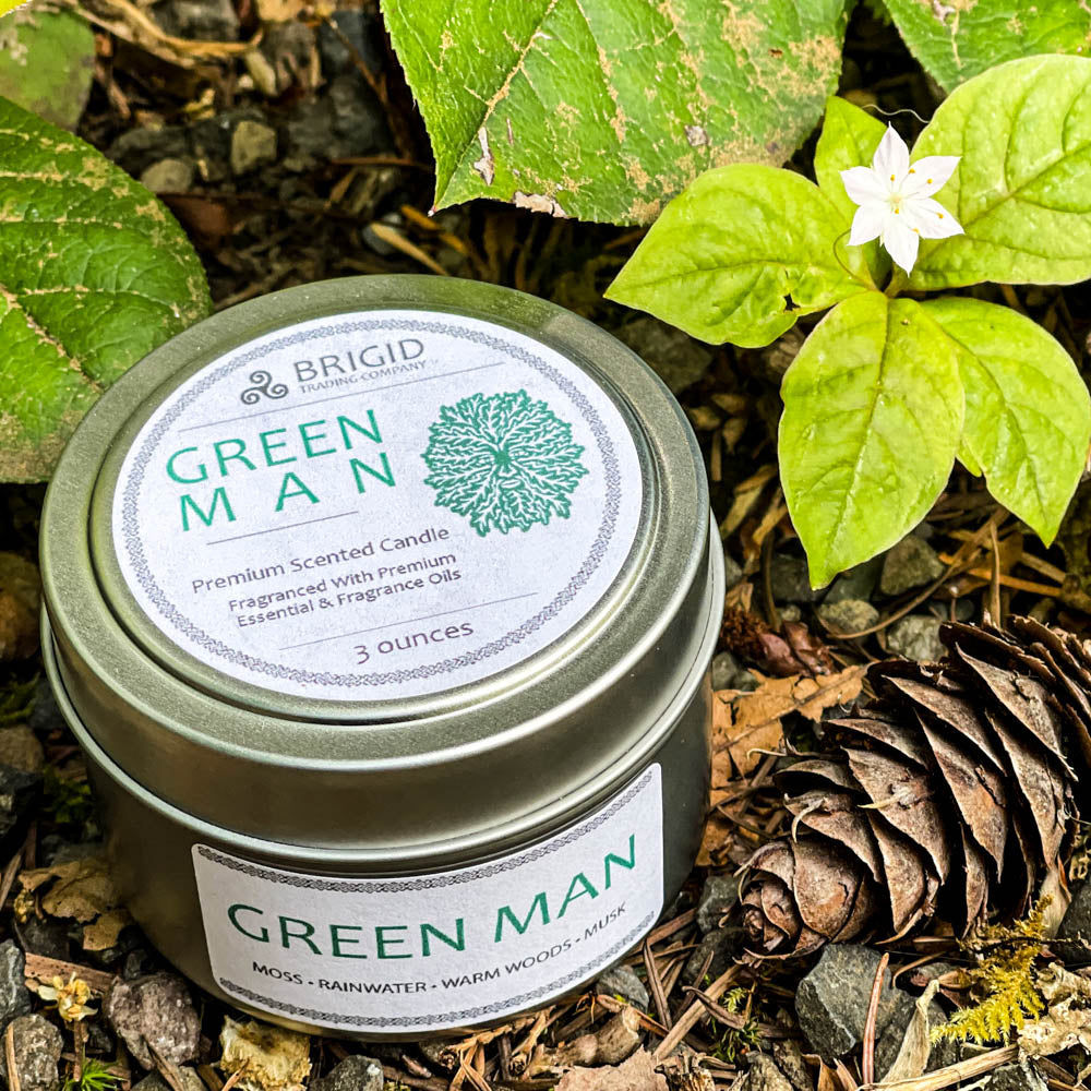 Green Man Soy Wax Candle - Moss, Rainwater, Old Growth Forests, and White Musk | Premium Scented Candle | Wiccan Center