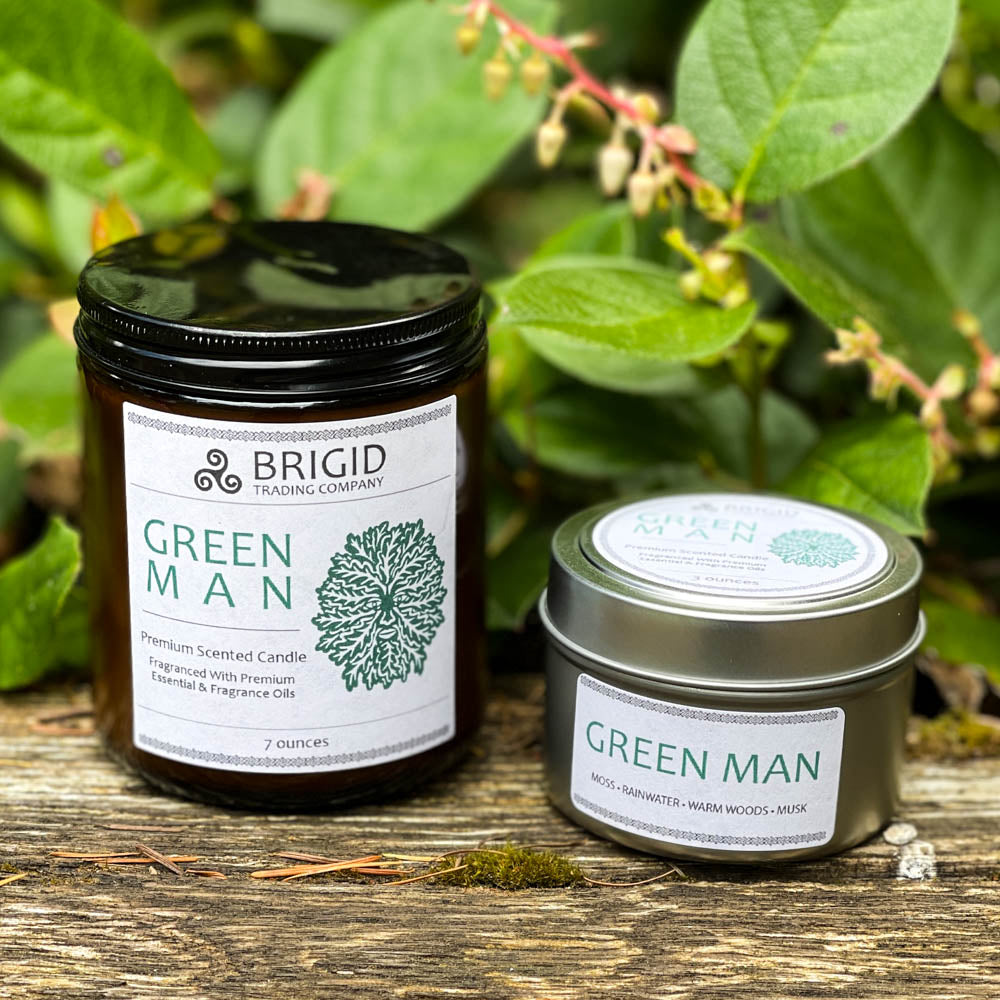 Green Man Soy Wax Candle - Moss, Rainwater, Old Growth Forests, and White Musk | Premium Scented Candle | Wiccan Center