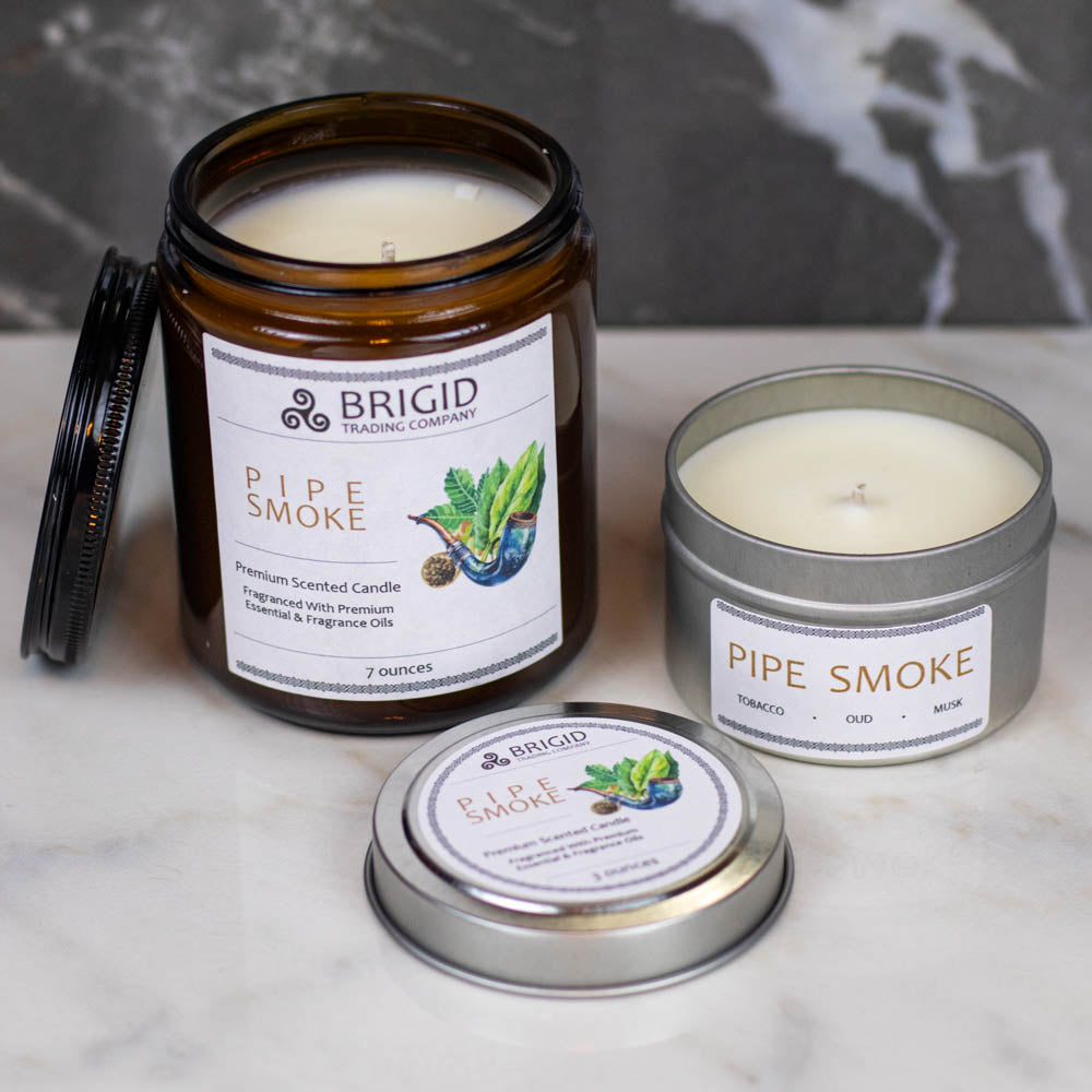 Pipe Smoke Soy Wax Candle - Cuban Tobacco, Smoked Oud, and Deep Resins | Premium Scented Candle | Wiccan Center