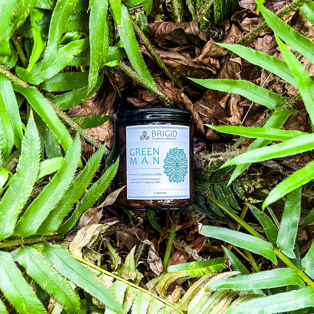 Green Man Soy Wax Candle - Moss, Rainwater, Old Growth Forests, and White Musk | Premium Scented Candle | Wiccan Center