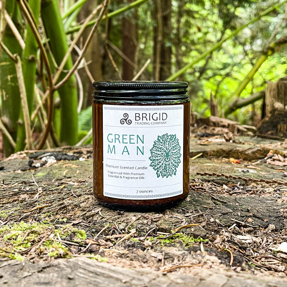 Green Man Soy Wax Candle - Moss, Rainwater, Old Growth Forests, and White Musk | Premium Scented Candle | Wiccan Center
